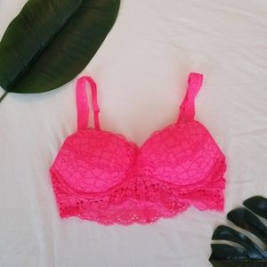 PINK Padded Lace Bralette Neon